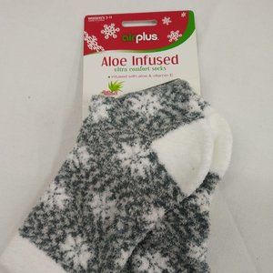 NWT Size 5-11 Airplus Aloe Infused  Comfort Grey/White Socks